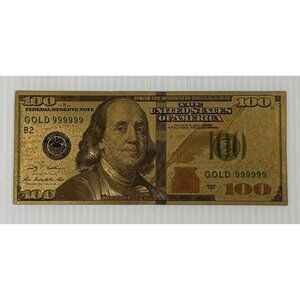 Gold-Plated $100 Style Fancy Money